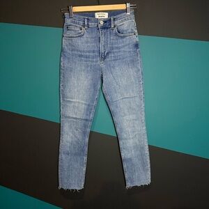 Reformation Blue Cropped High Rise Jeans Preppy size 25 Wash Darwin Ankle Fray